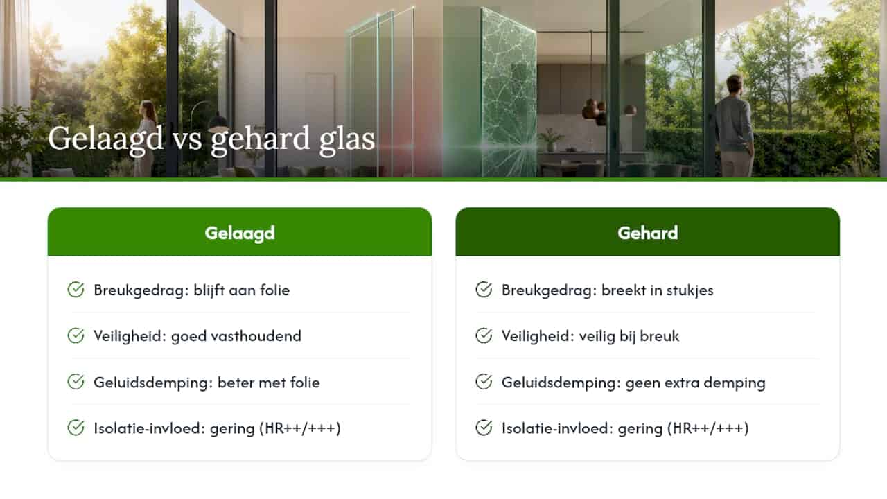 Vergelijking tussen gelaagd glas en gehard glas