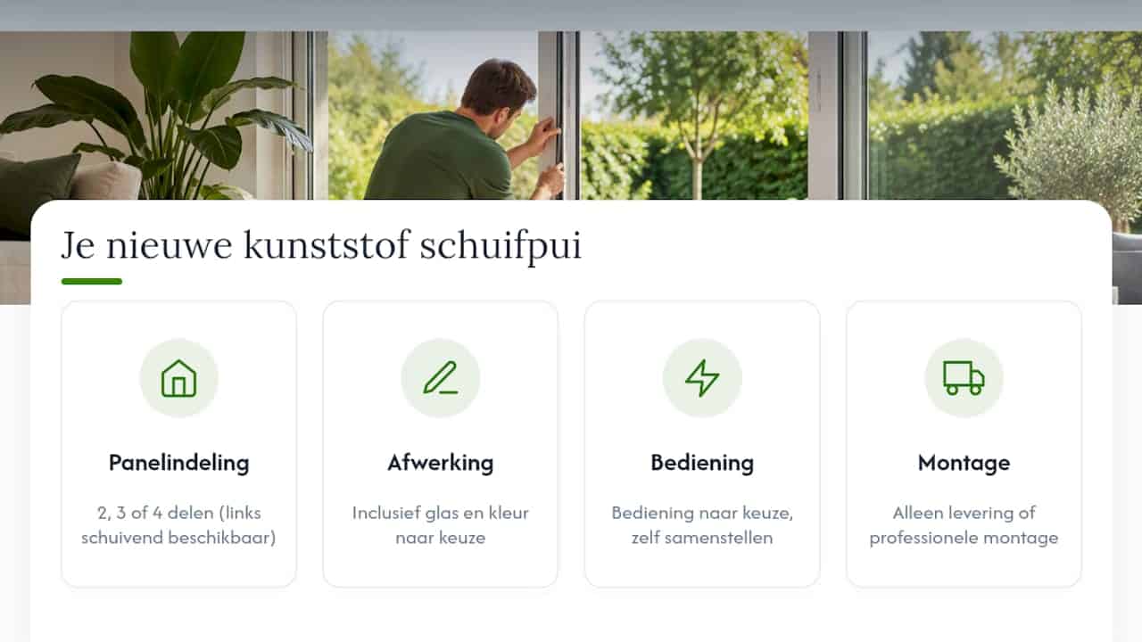 Bekijk en configureer je nieuwe kunststof schuifpui — overview diagram