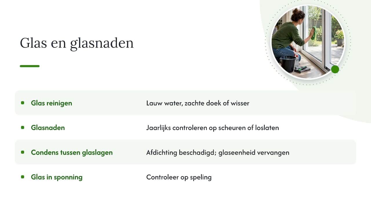 Controle en onderhoud van het glas en de glasnaden — overview diagram