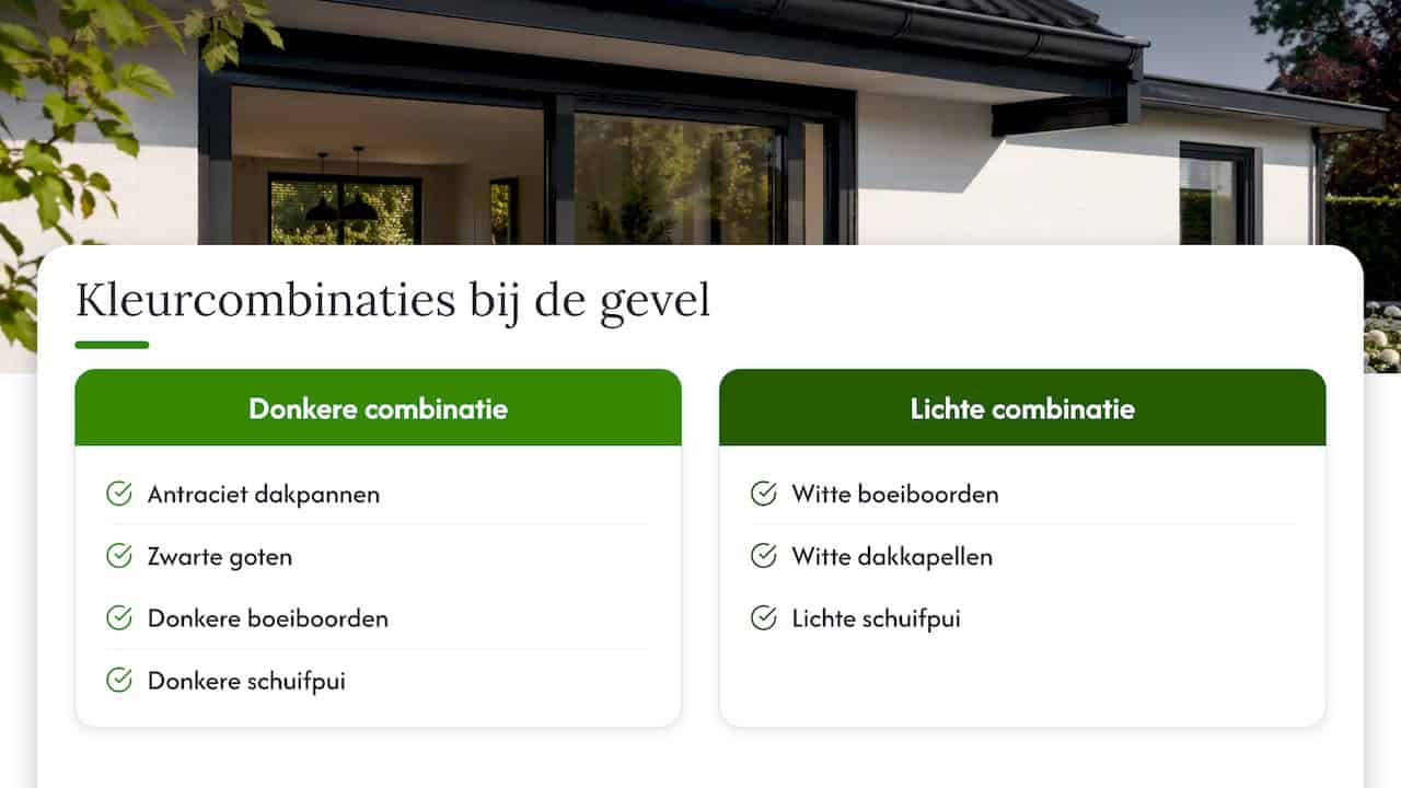 Kleurcombinaties van dak en schuifpui